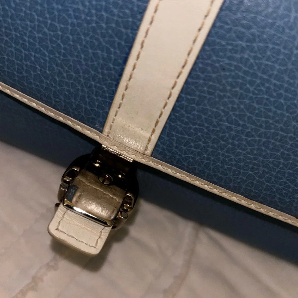 Coach Trifold Wallet and checkbook cover Blue silver Hardwear